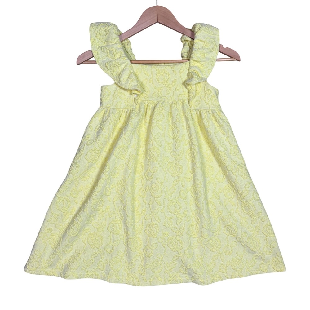 Janie and‎ Jack Dress Girls 8 Yellow Floral Matelasse Ruffle A-Line 100045127